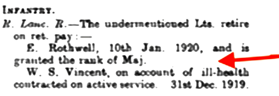 William is officially retired from the British Army 31st December 1919